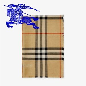 Burberry Beige and Black Plaid Scarf